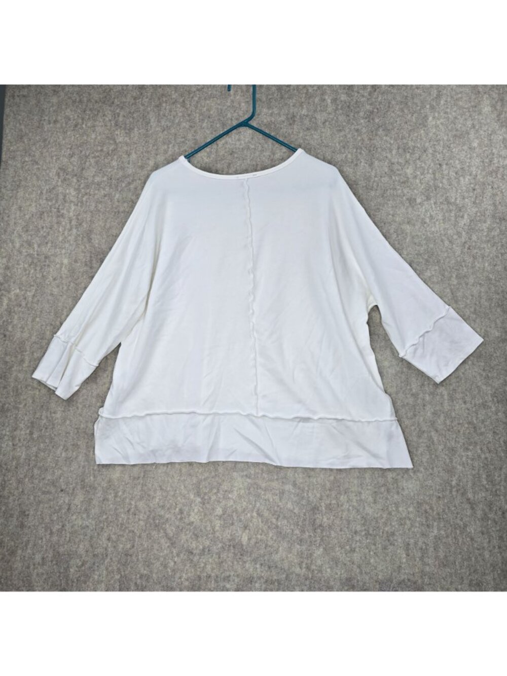 Jones New York Signature Womens Oversized White Top With 3/4 Sleeves - Picture 2 of 8